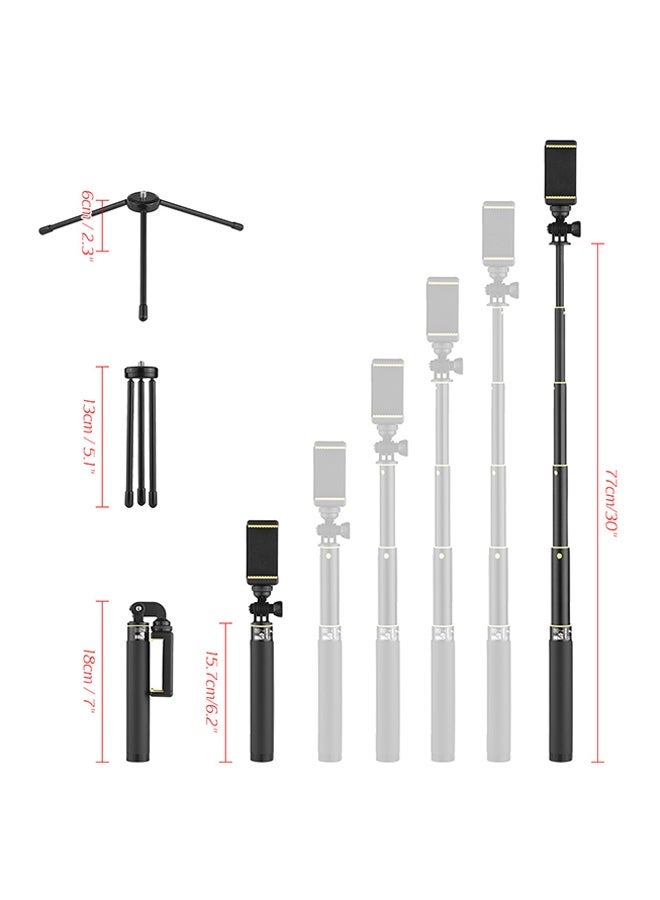 NIBEMINENT 6-Section Extendable Tripod Stand Kit Black  - Image 4