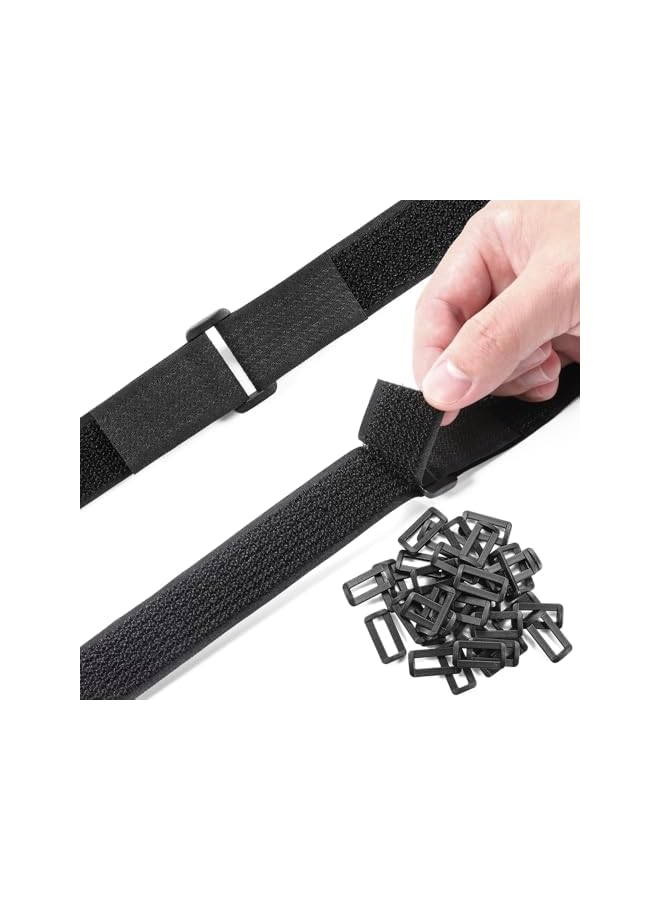 PROMASS promass 10m Adjustable Hook and Loop Cable Straps with 50 Buckles, Reusable Fastening Ties for Wire and Cord Management, Cut to Length, 2.5cm Wide, Black  - Image 4