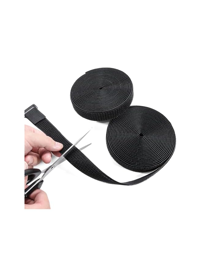 PROMASS promass 10m Adjustable Hook and Loop Cable Straps with 50 Buckles, Reusable Fastening Ties for Wire and Cord Management, Cut to Length, 2.5cm Wide, Black  - Image 5