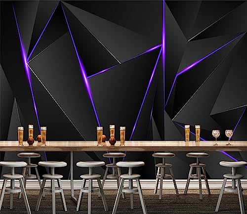 WFBHUA3d Black Geometric Wallpaper Purple Lines Large Background Wall Mural for Bedroom Living Room No Peel and Stick - Image 3