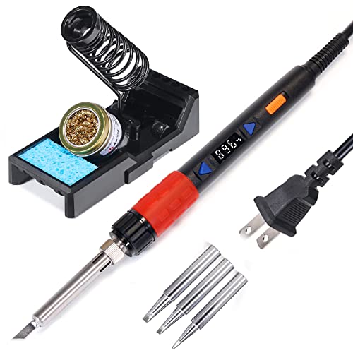 YIHUA 928D-III Soldering Iron,110W High Power, Fully Digital Display °F /°C- Temperature Control Soldering Tool, Accurate 194~896°F, with ON/OFF Switch, Iron Tip, Brass Wool, Automatic Sleep Mode - Image 1