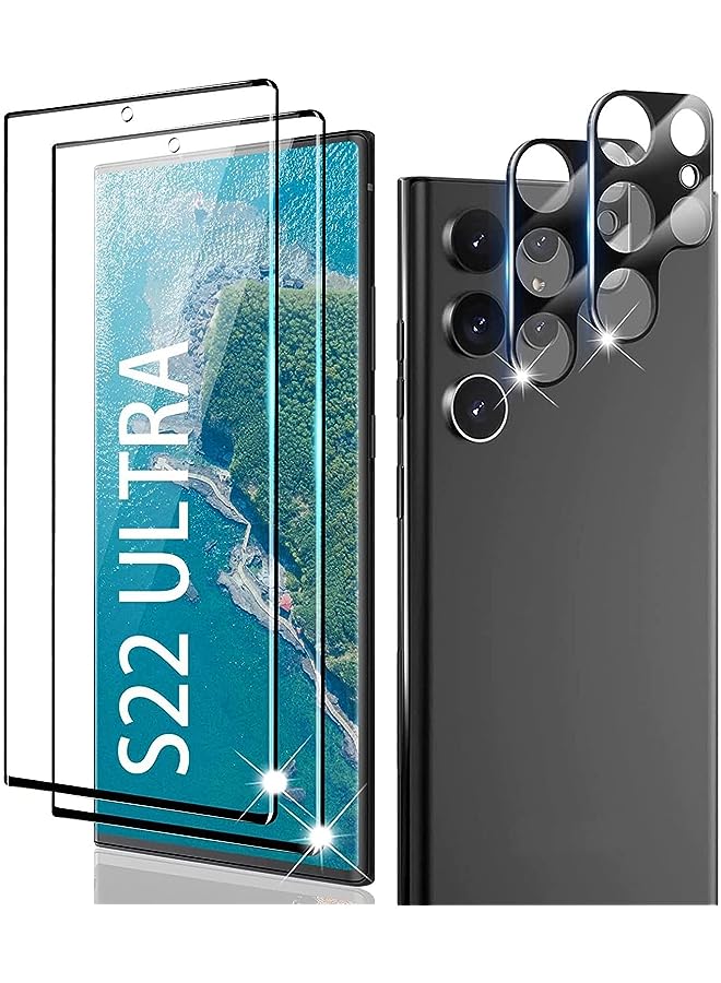 vesus Zurligi Samsung Galaxy S22 Ultra Screen Protector Include 2 Pack Tempered Screen Protector + 2 Pack Tempered Camera Lens Protector, 9H Hardness,HD Clear,Bubble Free