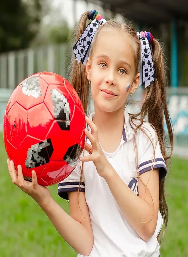 Jeffan 2 Pieces Cheer Soccer Hair Accessories for Girls, Soccer Elastic Hair Ties Ponytail Holders Ribbon Soccer Hair Accessories for Girls Women Soccer Party Team Members - Image 5