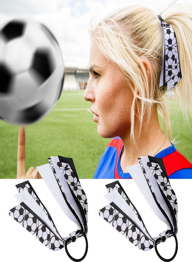Jeffan 2 Pieces Cheer Soccer Hair Accessories for Girls, Soccer Elastic Hair Ties Ponytail Holders Ribbon Soccer Hair Accessories for Girls Women Soccer Party Team Members - Image 4