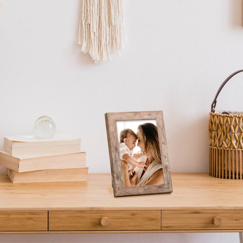TOFOREVO Picture Frames 4x6 Set of 2 Rustic Wood Grain Photo Frame for Gallery Wall Mounting or Tabletop Display - Image 5