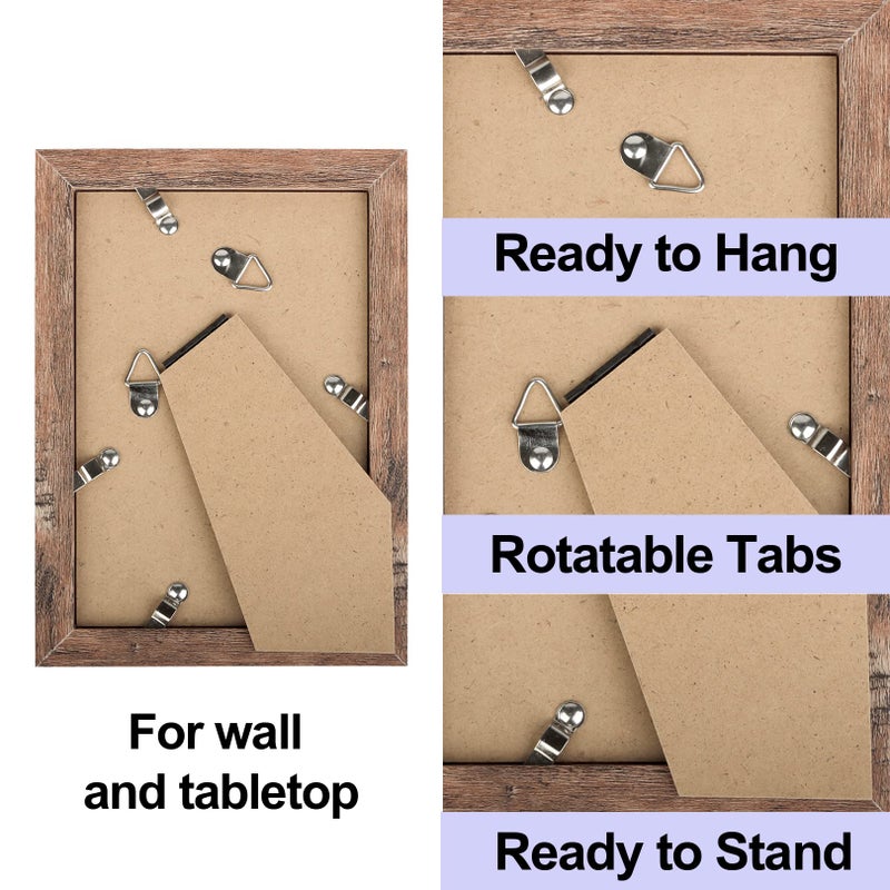 TOFOREVO Picture Frames 4x6 Set of 2 Rustic Wood Grain Photo Frame for Gallery Wall Mounting or Tabletop Display - Image 3