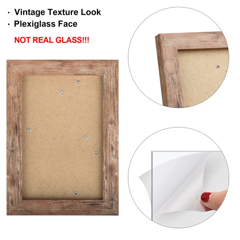 TOFOREVO Picture Frames 4x6 Set of 2 Rustic Wood Grain Photo Frame for Gallery Wall Mounting or Tabletop Display - Image 4