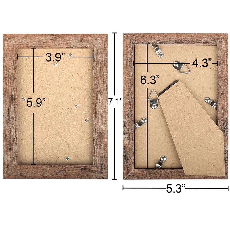 TOFOREVO Picture Frames 4x6 Set of 2 Rustic Wood Grain Photo Frame for Gallery Wall Mounting or Tabletop Display - Image 2