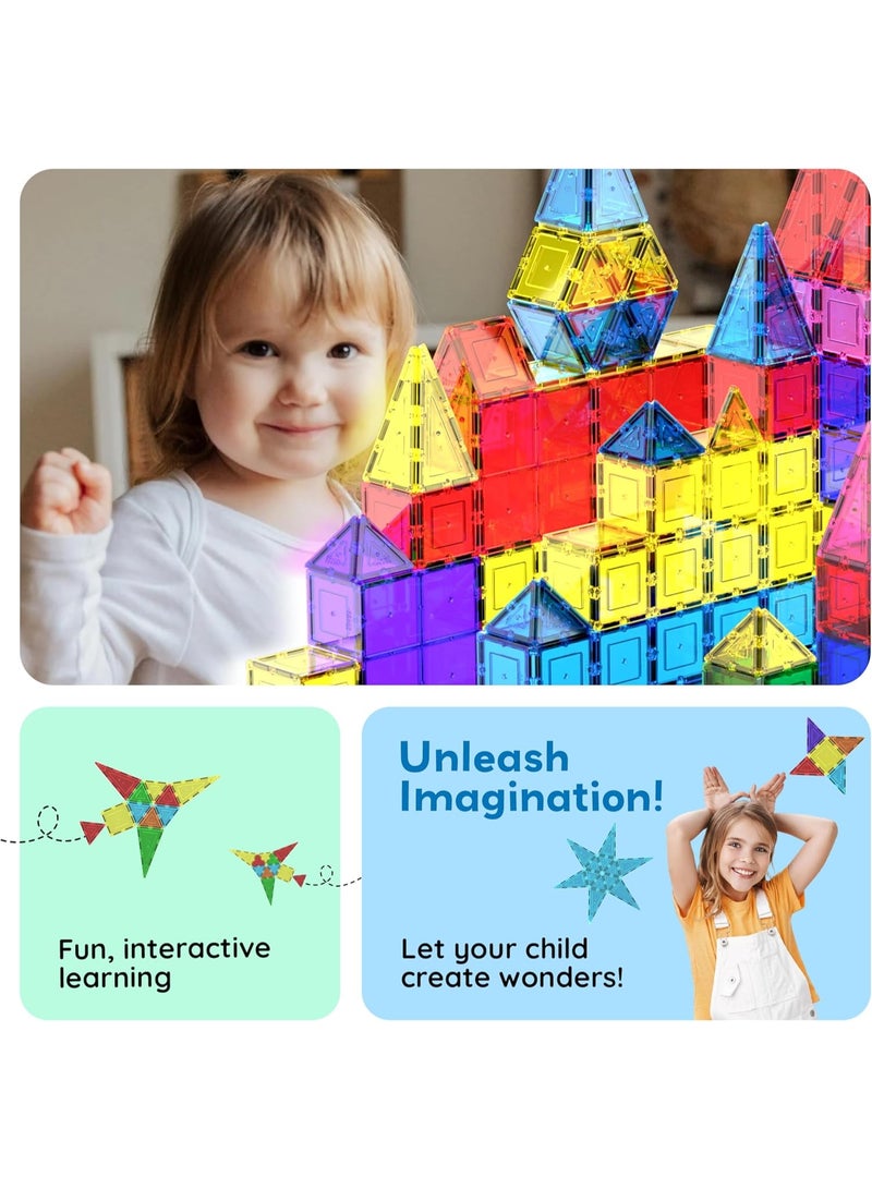PicassoTiles بلاط بيكاسو المغناطيسي مجموعة كتل البناء 100 قطعة | ألعاب STEM | مجموعة ألعاب تعليمية | كتل تكديس | تعزيز مهارات حل المشكلات والمهارات الحركية الدقيقة | تحسين التنسيق والإبداع | هدية للأطفال والرضع | مجموعة بناء لتطوير عقل الطفل - Image 4