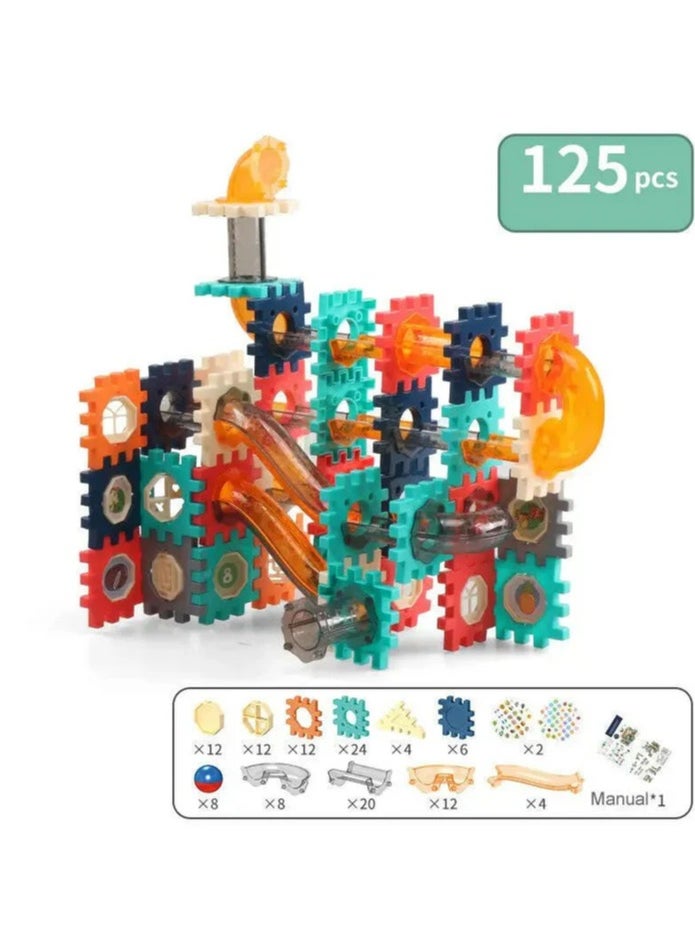 TOY GARDEN Creative Building Block and Marble Run Set with Gears, Tubes, Slides, and Engineering Tools for Kids' STEM Learning and Imaginative Play  - Image 1