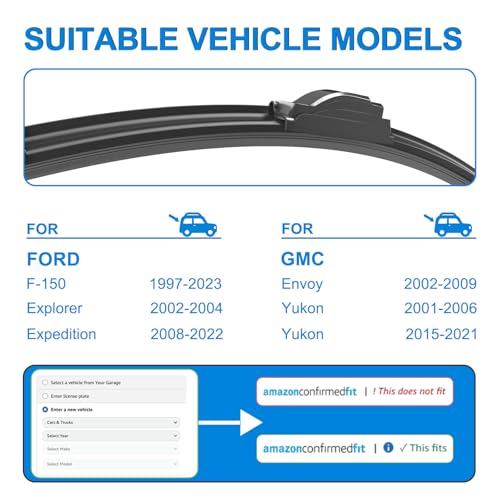 CJPPPZIW® Windshield Wipers-22 Inch+22 Inch Replacement for 2015 2016 2017 2018 2019 2020 2021 2022 2023 2024 Ford F-150 F150 Wiper Blades for My Car,Quality Front Windshield Wiper Blades(Set of 2) - Image 2