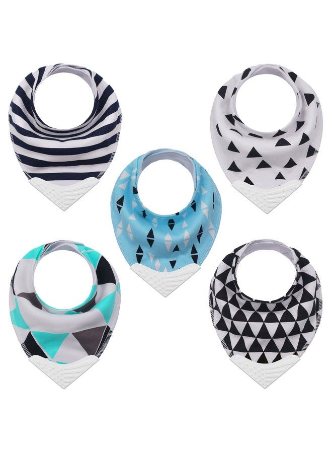 Giftty Teething Bibs Baby Bibs Bandana Drool Bib With Bpa Free Silicone Teether For Boys & Girls Babies & Toddlers By Giftty (5 Pack) - Image 1