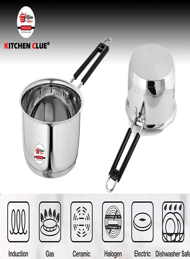 KITCHEN CLUE Heavy Guage Stainless Steel Saucepan Induacton Compatible I 1600 ML I Triply Base I Easy to Carry Handle I Ideal for Tea, Coffee, Boiling Water - Image 3