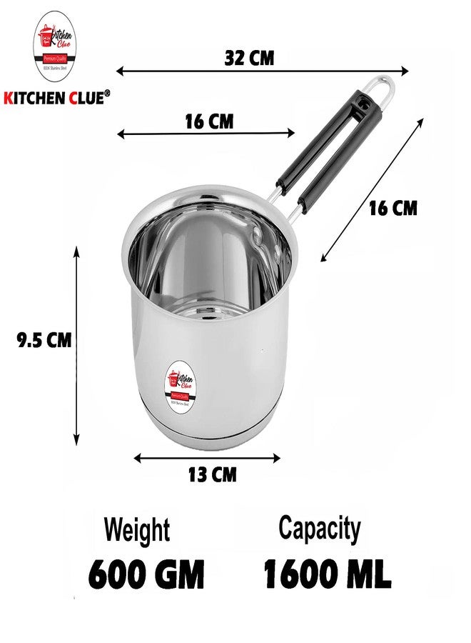 KITCHEN CLUE Heavy Guage Stainless Steel Saucepan Induacton Compatible I 1600 ML I Triply Base I Easy to Carry Handle I Ideal for Tea, Coffee, Boiling Water - Image 5