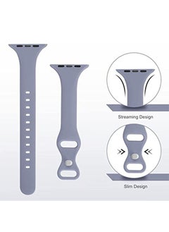 Ocean Soft Silicone Slim Thin Narrow Replacement Strap Compatible For Apple Watch SE Series 8/7/6/5/4/3/2/1 (Lavender Gray, 38mm/40mm/41mm)  - Image 2