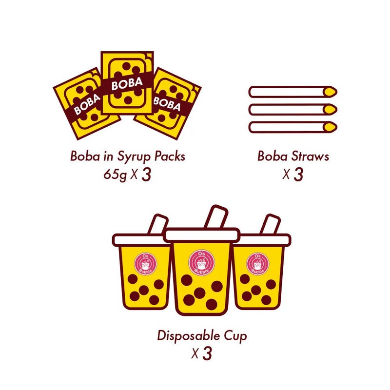 O's Bubble O's Chewy Boba Party Kit Brown Sugar 3 Cups 195 Gm - Image 3