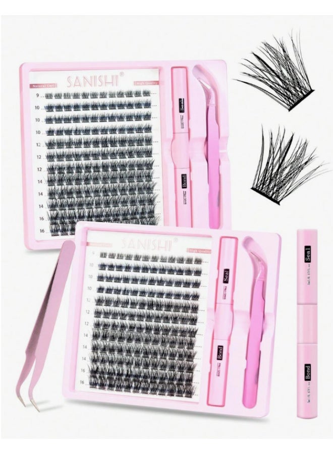 شي إن مجموعة رموش SANISHI Sanishi، 144 قطعة، نوع D-Curl، بطول 9-16 مم، مجموعة شاملة لتركيب الرموش الفردية مع ملاقط، غراء، وختم، مجموعات الرموش، الرموش المستعارة - Image 1