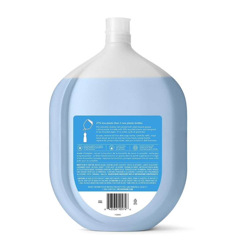 Method Gel Dish Soap, Refill, Sea Minerals, Recylable Bottle, Biodegradable formula, 54 Fl Oz (Pack of 1) - Image 3