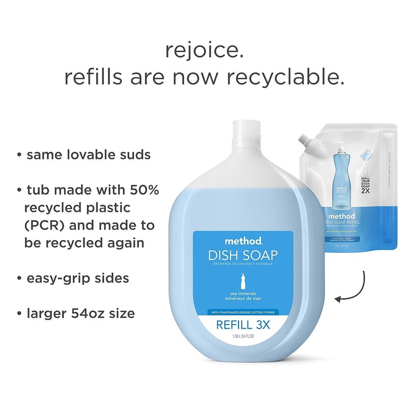 Method Gel Dish Soap, Refill, Sea Minerals, Recylable Bottle, Biodegradable formula, 54 Fl Oz (Pack of 1) - Image 2