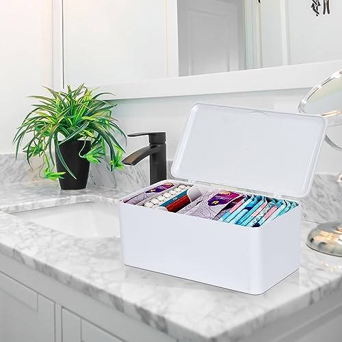 ChengFu pad and tampon organizer for bathroom,Sanitary Napkin Holder, Pad and Tampon Organizer for Period, Sanitary Napkin Storage Container, White - Image 4
