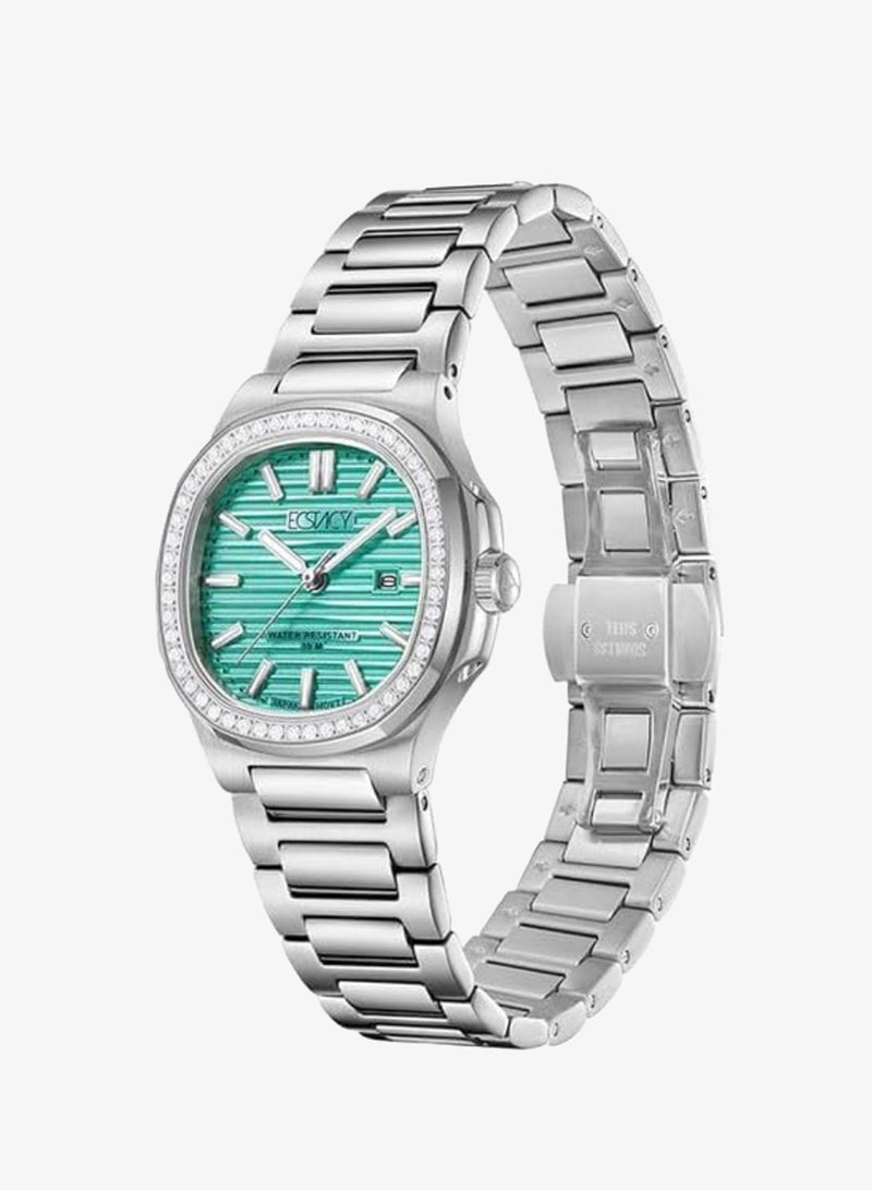 ECSTACY Women's Watch, Analog Display and Stainless Steel Strap - E24505-SBSL, Silver - Image 2