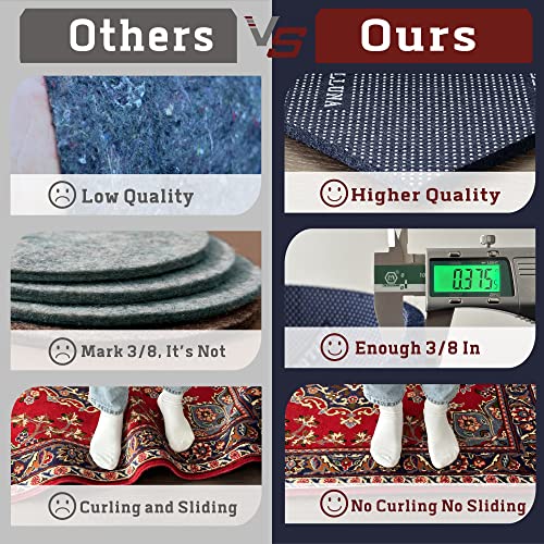 DELLUNA Non-Slip Area Rug Pad 5'x7', 3/8" Thick Double Side Rubber + Felt, Premium Deluxe Cushioned- Safe for All Floors, Adds Comfort and Protection, Ultra Strong Grip, Stop Rug from Moving. - Image 2