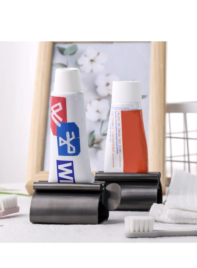 إسكدنيا 2 قطعة عصّارات معجون أسنان معدنية رمادية اللون، موزعات وحوامل أنابيب من الفولاذ المقاوم للصدأ - Image 5