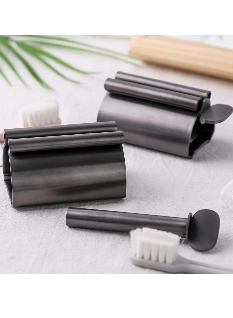 إسكدنيا 2 قطعة عصّارات معجون أسنان معدنية رمادية اللون، موزعات وحوامل أنابيب من الفولاذ المقاوم للصدأ - Image 4