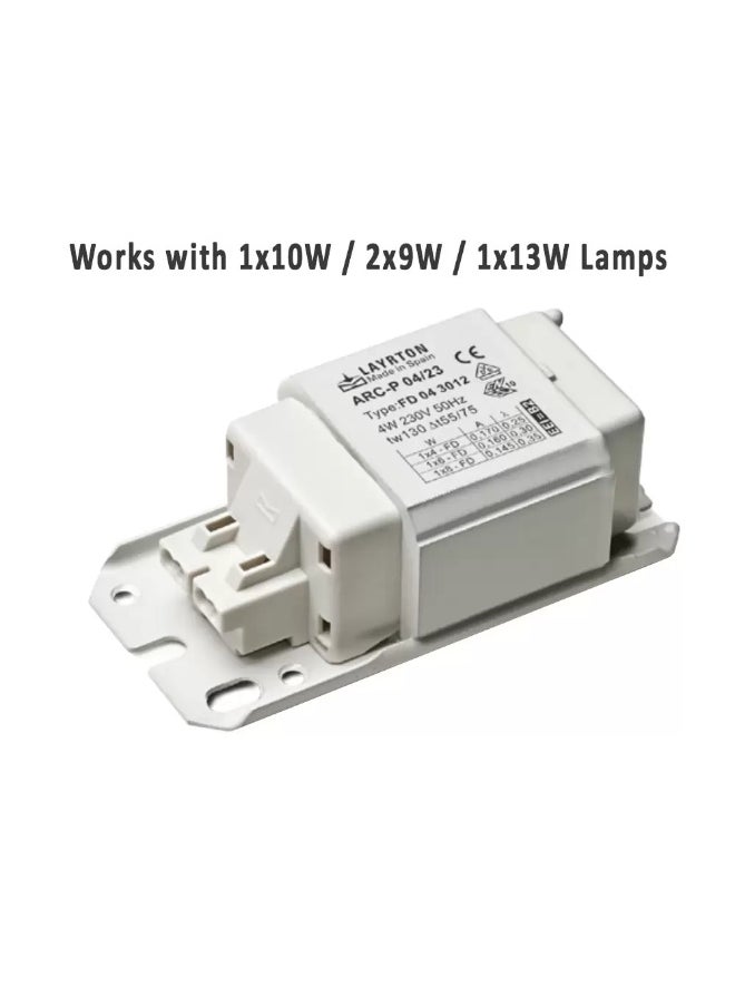 LAYRTON LAYRTON - Ballast for Fluorescent & PL Lamps, 13W, 240V, for 1x10W/ 2x9W/ 1x13W Tubes & PL Lamps 