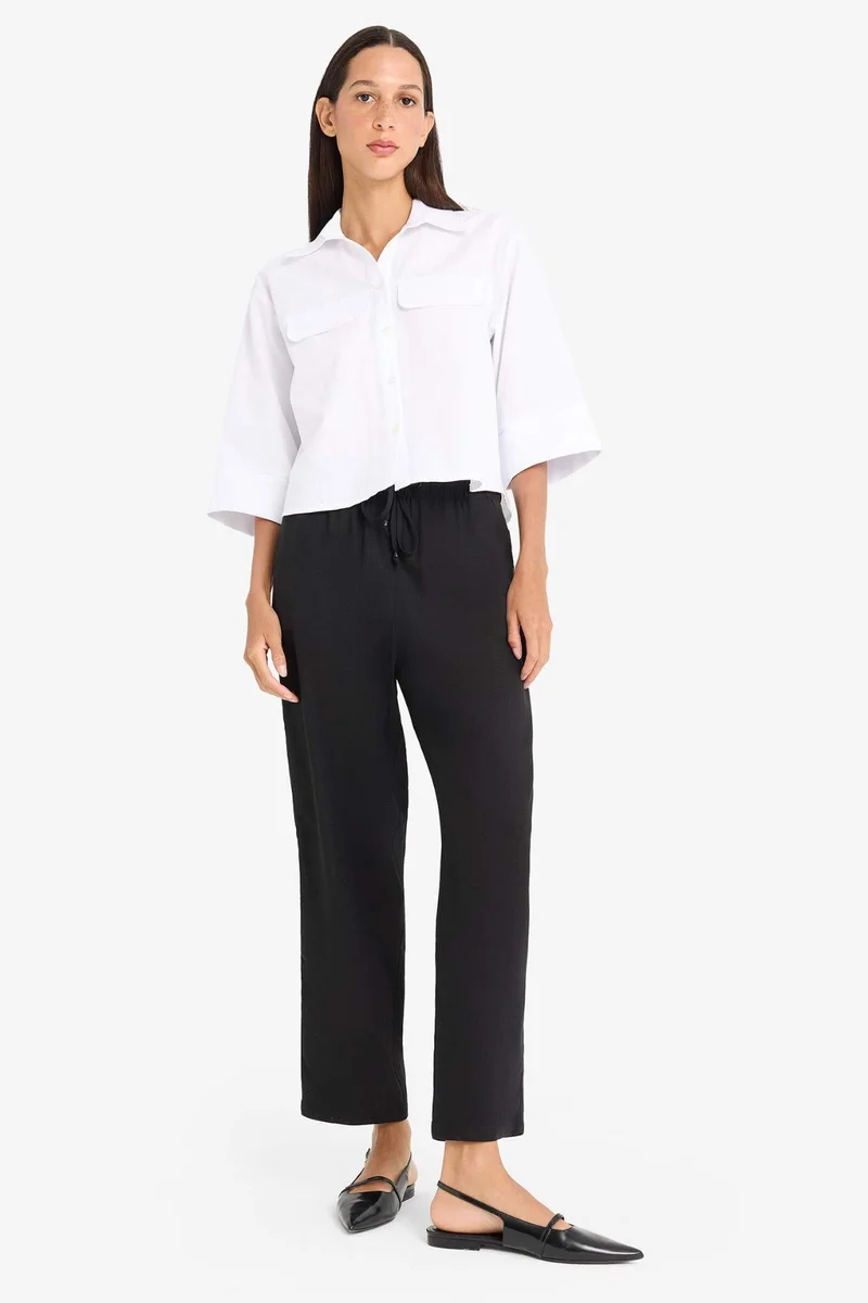 ديفاكتو Oversize Fit Shirt Collar Oxford Short Sleeve Shirt