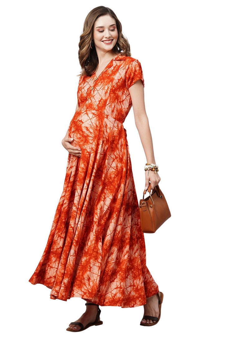 TUMMY Printed Cotton Maxi Dress - Image 1