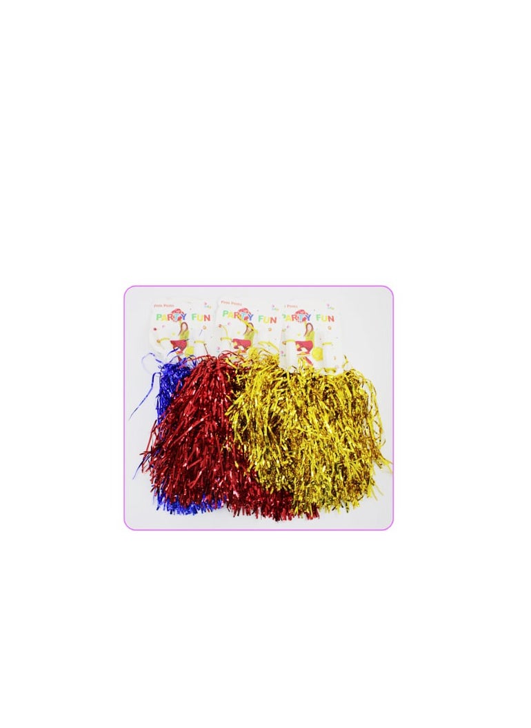 PARTY FUN Cheering Squad Pom Pom 2Pcs/Card Asst.Color  - Image 3