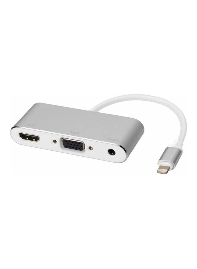 محول صوت لايتنينج إلى HDMI VGA بدقة 1080 بكسل لأجهزة iPhone7 6/6s/5s/iPad iPod HDTV فضي - Image 2