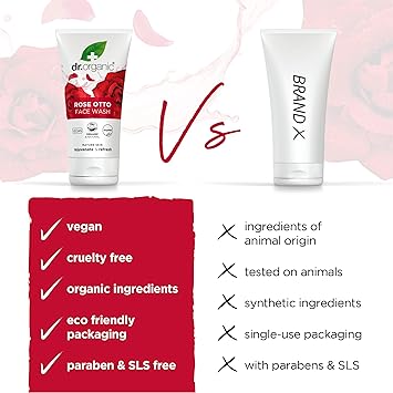 dr.organic غسول وجه دكتور أورجانيك روز أوتو للبشرة الناضجة للرجال والنساء طبيعي نباتي خالي من القسوة خالي من البارابين خالي من SLS 150 مل التعبئة قد تختلف - Image 4