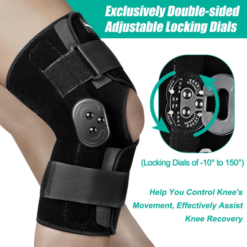 NEENCA Hinged Knee Brace, Knee Immobilizer with Locking Dials & Side Stabilizers, Medical ROM Knee Brace for Knee Pain, Arthritis, ACL, PCL, MCL,Meniscus Tear, Injuries/Post OP, Prevent Hyperextension - Image 3