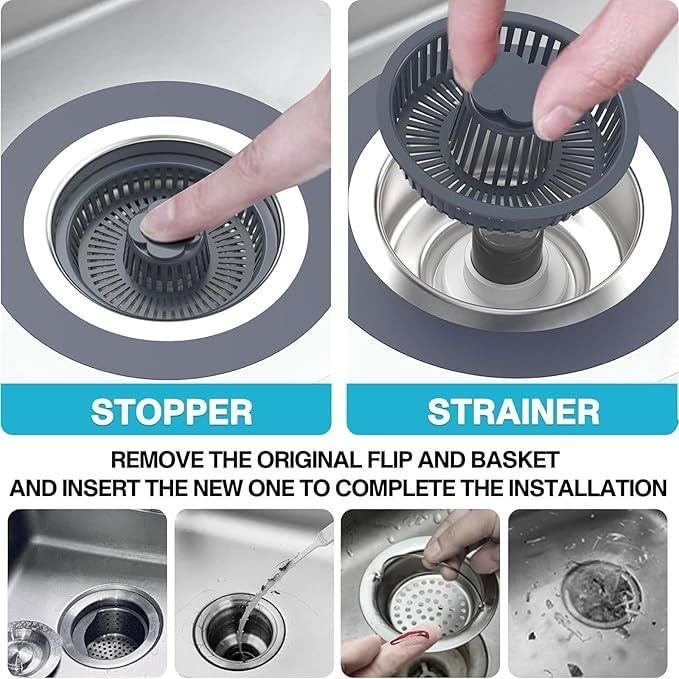 Orrda Stainless Steel Kitchen Sink Stopper | 3 in 1 Pop Up Sink Drain Strainer | Anti-Clogging Food Catcher Basket with Fast Drainage & Odor Filter Plug (1 Psc) - Image 5