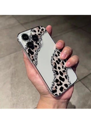Leopard Patchwork Transparent Phone Case for iPhone 16 Pro