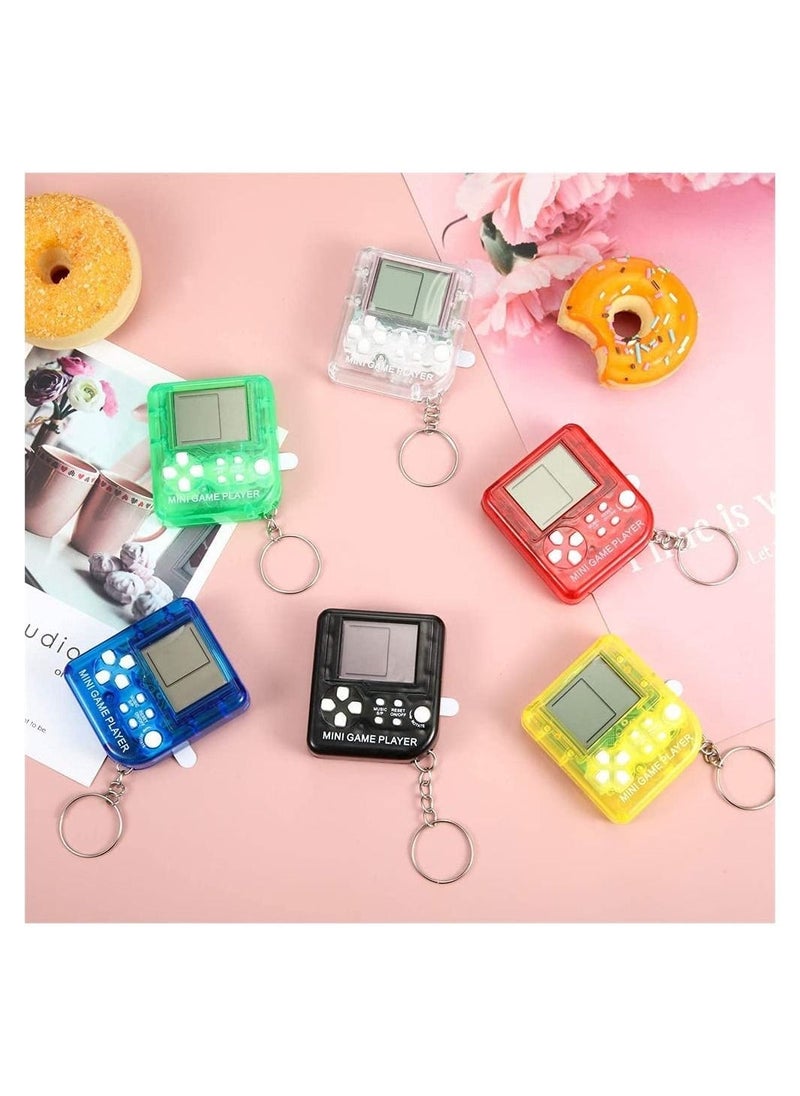 Mini Brick Game Toy Keychain Classical Portable Game Console With Hanging Chain Birthday Party Favor, 6 Pieces ( Black, Red, Blue, Green, Yellow, Transparent )  - Image 4