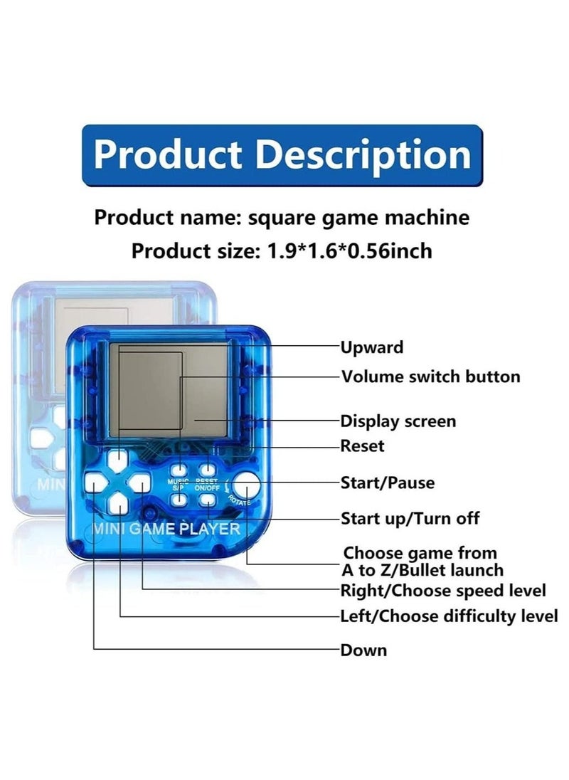 Mini Brick Game Toy Keychain Classical Portable Game Console With Hanging Chain Birthday Party Favor, 6 Pieces ( Black, Red, Blue, Green, Yellow, Transparent )  - Image 2