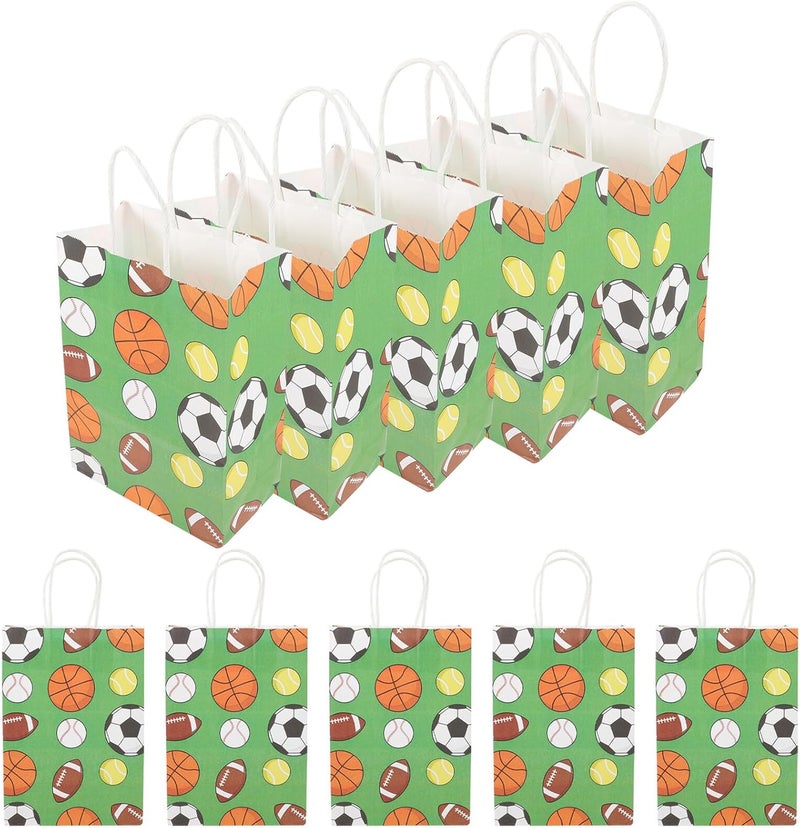 TOYANDONA 12pcs Kraft Paper Bags Sports Theme Soccer Party Favor Bags Medium for Birthday Festival Treats - Image 1