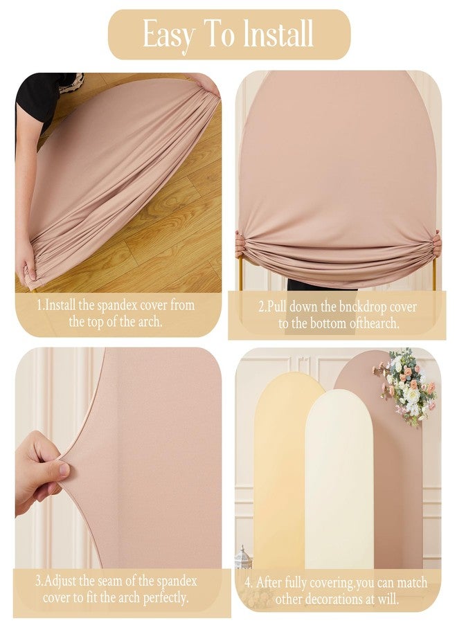 HB HBB MAGIC Champagne Cream Arch Backdrop Covers Set of 3 Party Arch Covers 6FT 6.6FT 7.2FT Cream Arch Covers Stretchy Backdrop Bridal Baby Shower Birthday Photo Backdrop Party Arch Stand Covers - Image 5