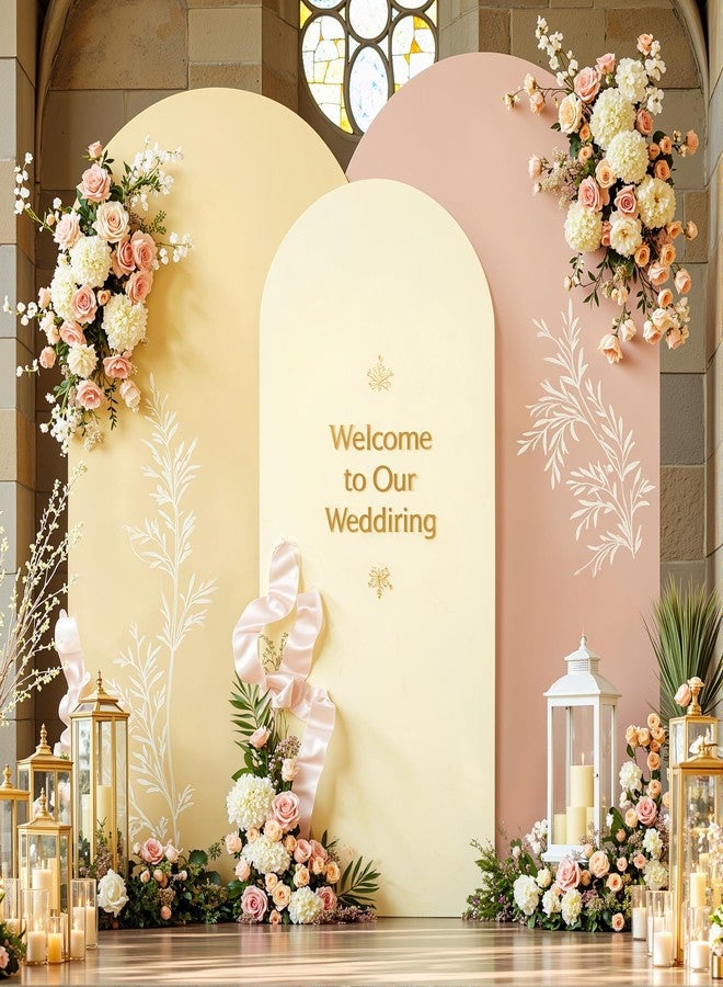 HB HBB MAGIC Champagne Cream Arch Backdrop Covers Set of 3 Party Arch Covers 6FT 6.6FT 7.2FT Cream Arch Covers Stretchy Backdrop Bridal Baby Shower Birthday Photo Backdrop Party Arch Stand Covers - Image 1