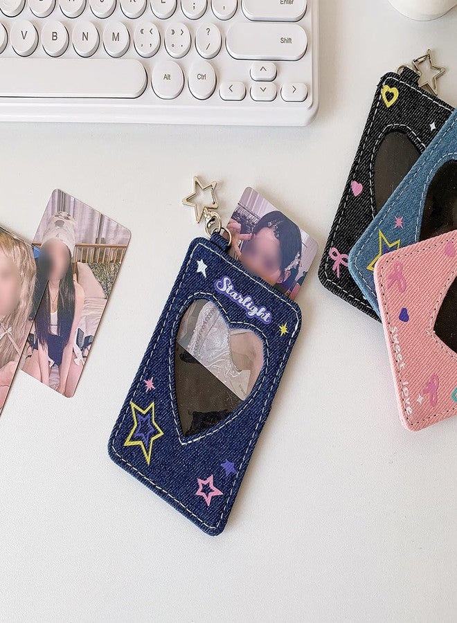 WELLRI Kpop Photocard Holder with Keychain Y2K Star 3 inch Cute Mini Photo ID Card Holder Protector Stationery (Light Color) - Image 3