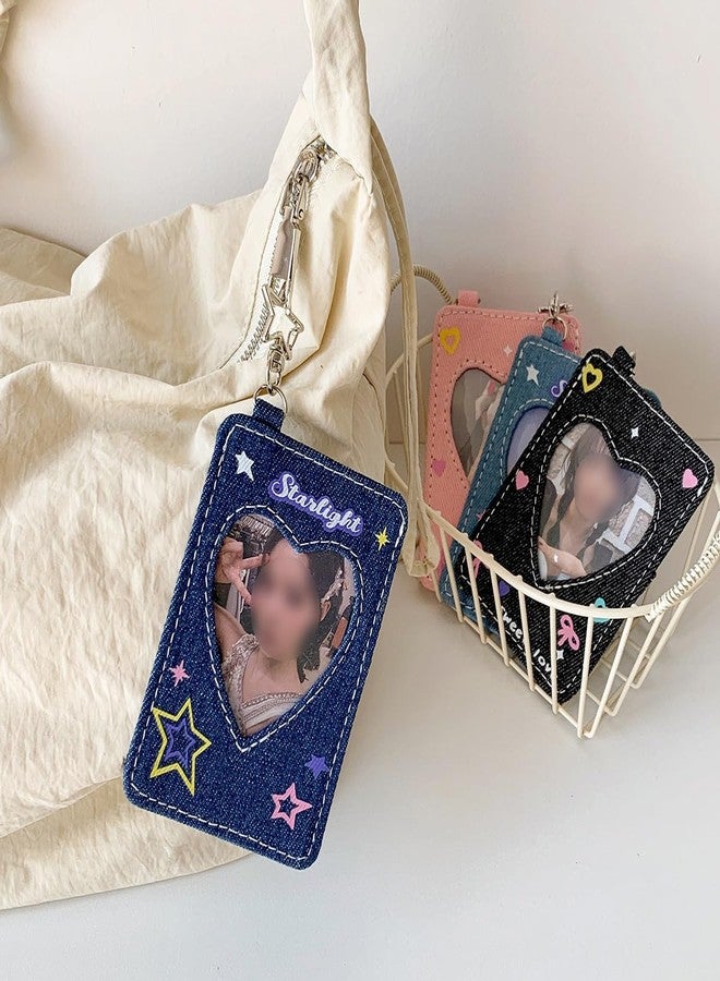 WELLRI Kpop Photocard Holder with Keychain Y2K Star 3 inch Cute Mini Photo ID Card Holder Protector Stationery (Light Color) - Image 2