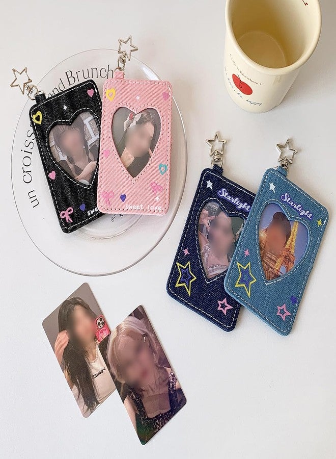 WELLRI Kpop Photocard Holder with Keychain Y2K Star 3 inch Cute Mini Photo ID Card Holder Protector Stationery (Light Color) - Image 4
