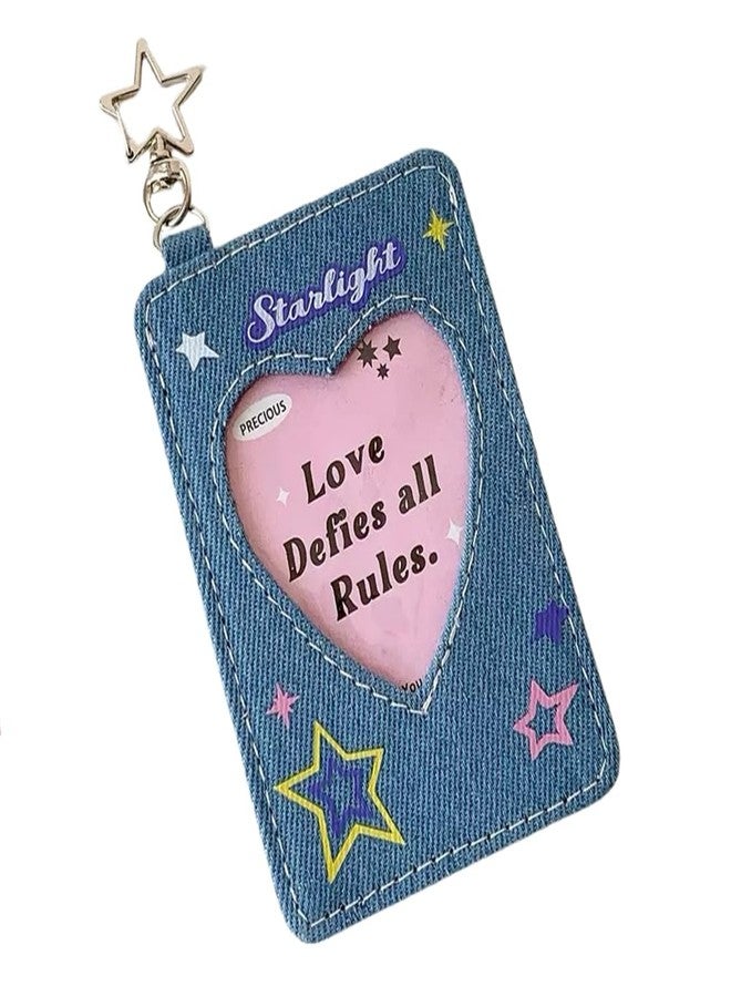WELLRI Kpop Photocard Holder with Keychain Y2K Star 3 inch Cute Mini Photo ID Card Holder Protector Stationery (Light Color) - Image 1