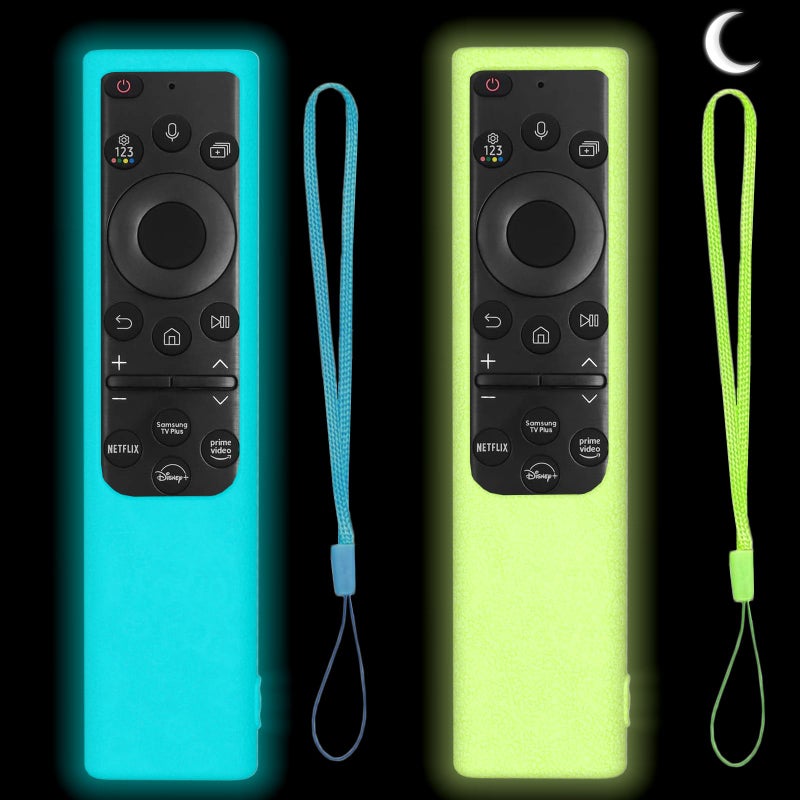 BE Beautiful Earth 2 Pack Remote Cover for Samsung Smart TV, Silicone Protective Case for Samsung Solar Cell Remote 2021 2022 BN59-01357 BN59-01385 BN59-01265A Anti-Slip Remote Case Glow in Dark (Glow Green +Glow Blue) - Image 1