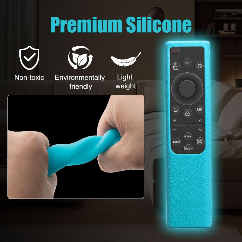 BE Beautiful Earth 2 Pack Remote Cover for Samsung Smart TV, Silicone Protective Case for Samsung Solar Cell Remote 2021 2022 BN59-01357 BN59-01385 BN59-01265A Anti-Slip Remote Case Glow in Dark (Glow Green +Glow Blue) - Image 4