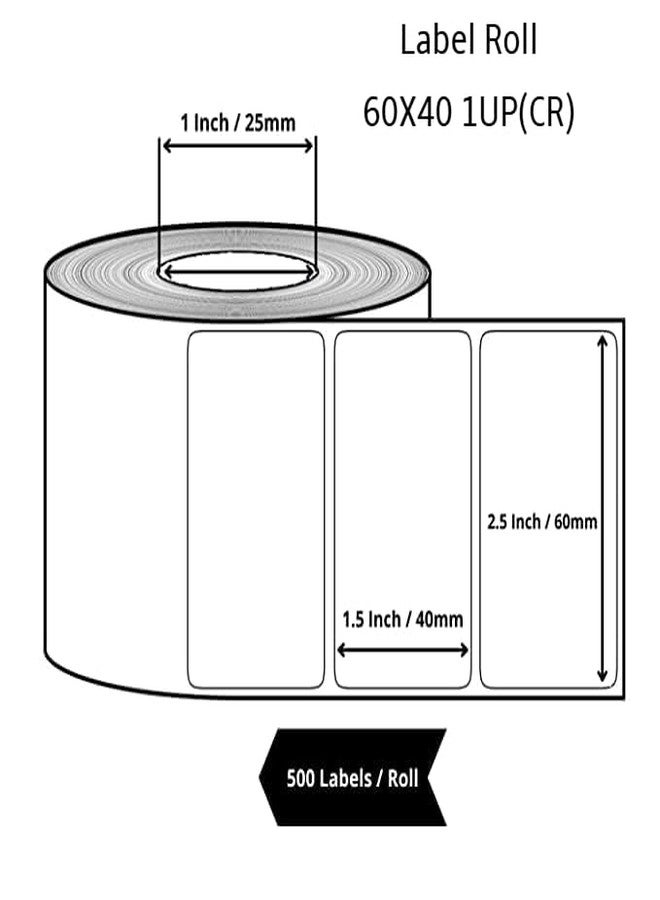 Semana Chromo Barcode Label 60X40 mm,2.5X1.5 inch,1Up,500 Labels per Roll; Self Adhesive Paper Label Designed for Small Thermal Printers; (Pack of 10 Rolls (5000 Labels))(Ribbon Required) - Image 2