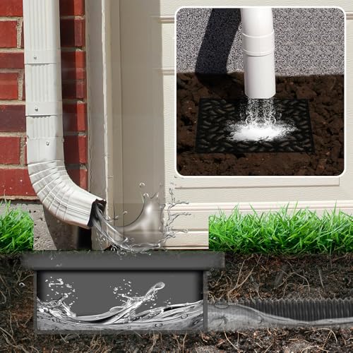 NAACOO Gutter Downspout Extensions, NAACOO Upgraded 12x12in Catch Basin Low Profile Downspout Extender | No Deep Dig French Drain, Flexible Pipe Extension to 8.2ft, Protect House Foundation. - Image 5